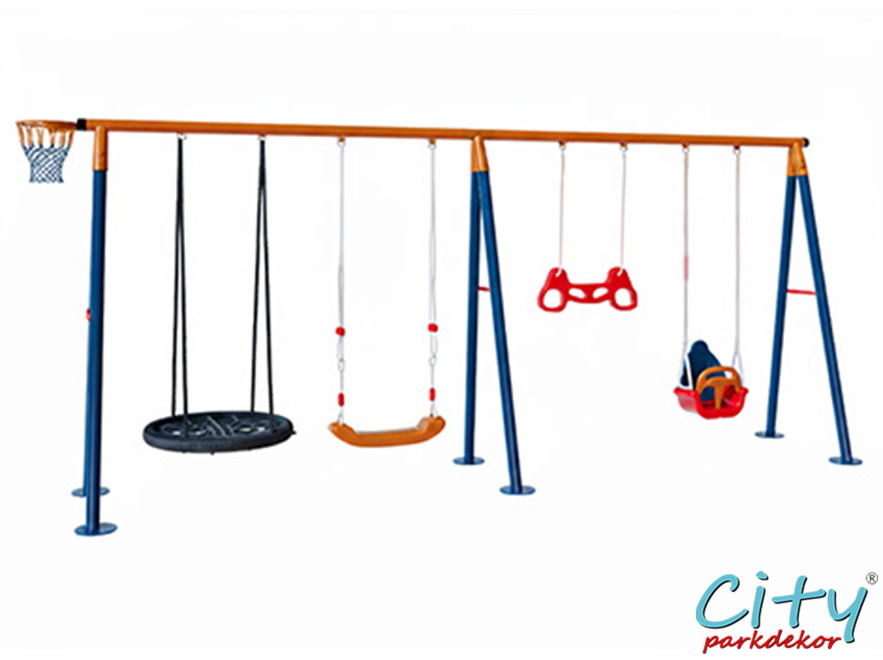 06 - 30717 - Metal Dörtlü Bahçe Çocuk ve Bebek Salıncak Seti